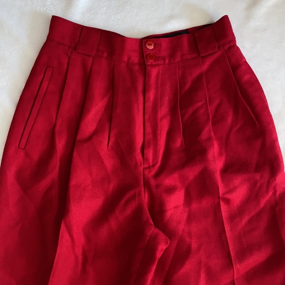{VTG} Giorgio Sant' Angelo | 100% Pure Wool Pleated High Waisted Pants Red (6) - Picture 3 of 16